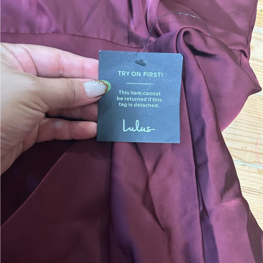 Lulus Classic Elegance Wine Satin Sleeveless Mock Neck Maxi Dress - Picture 5 of 12